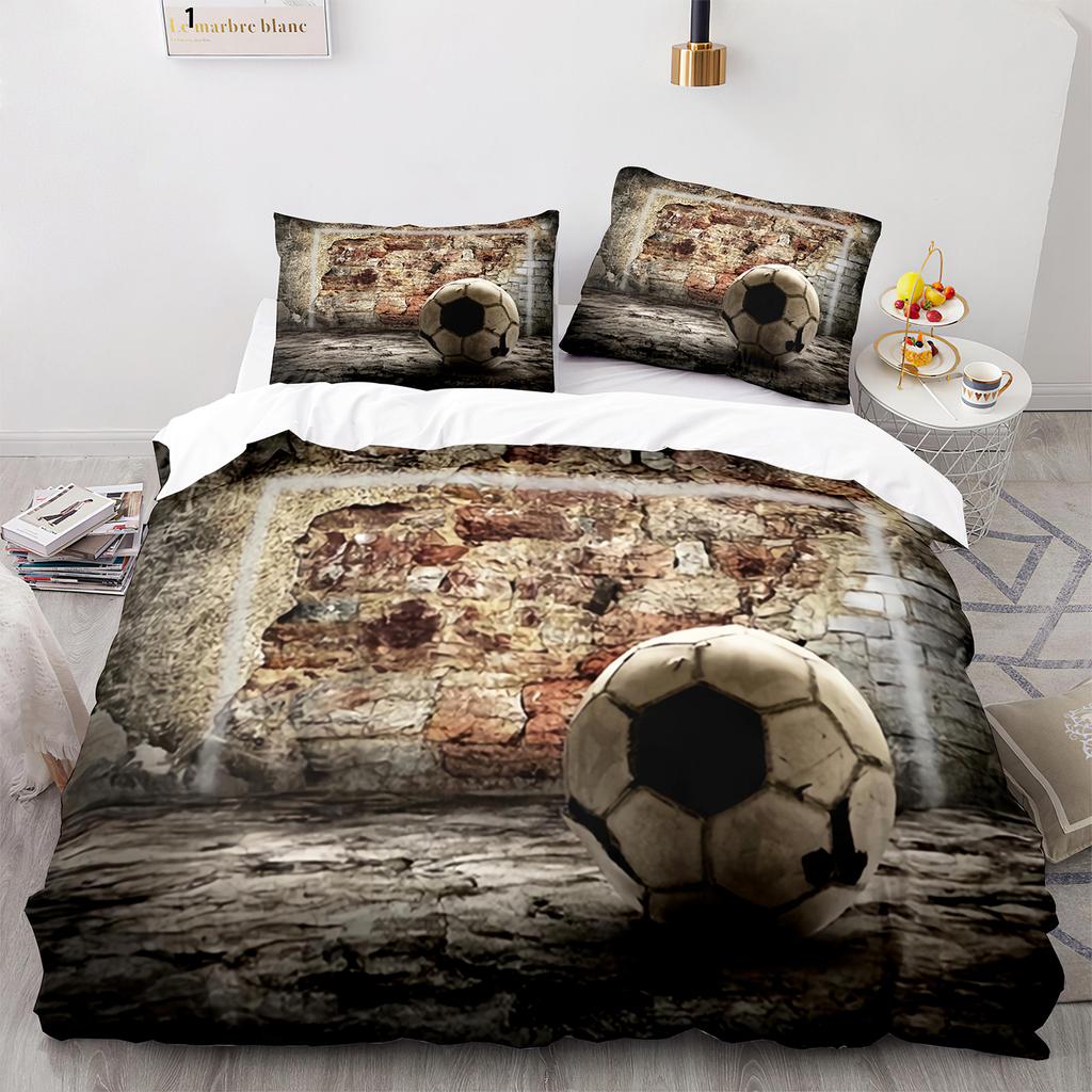 Football King Queen Duvet Cover 3D Soccer Bedding Set For Kids Teens Adult Ball Game Quilt Cover Sport Fans Soft Comforter Cover