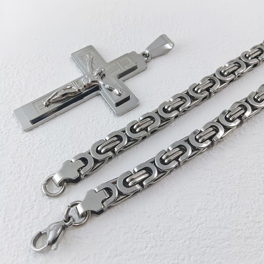 Новое плоское ожерелье из нержавеющей стали с крестом, ювелирные аксессуары