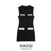 Fashion Style 2024 Autumn New Women's Stretch Knitting Sleeveless O-neck Short Dress 5584659
