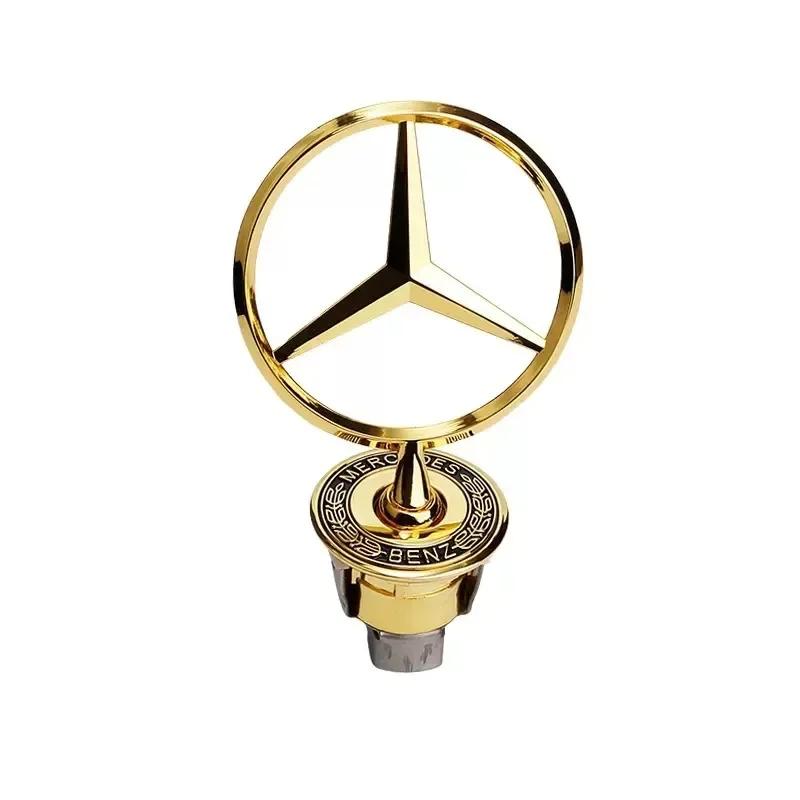 C200 E200 New 2025 For Mercedes Benz Star Bonnet - Badge for Car Hood Front Chrome Logo Hood Marking for Benz C E S Class W204 W