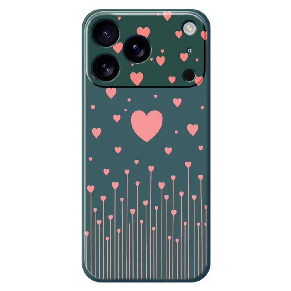 For iPhone 17 Pro Case Pink Love Pattern Printing Straight Edge TPU Phone Back Cover