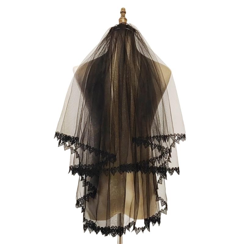 Длинная фата невесты из тюля с кружевной отделкой в виде сердец и гребнем для фиксации в волосах, аксессуары для свадебной вечеринки