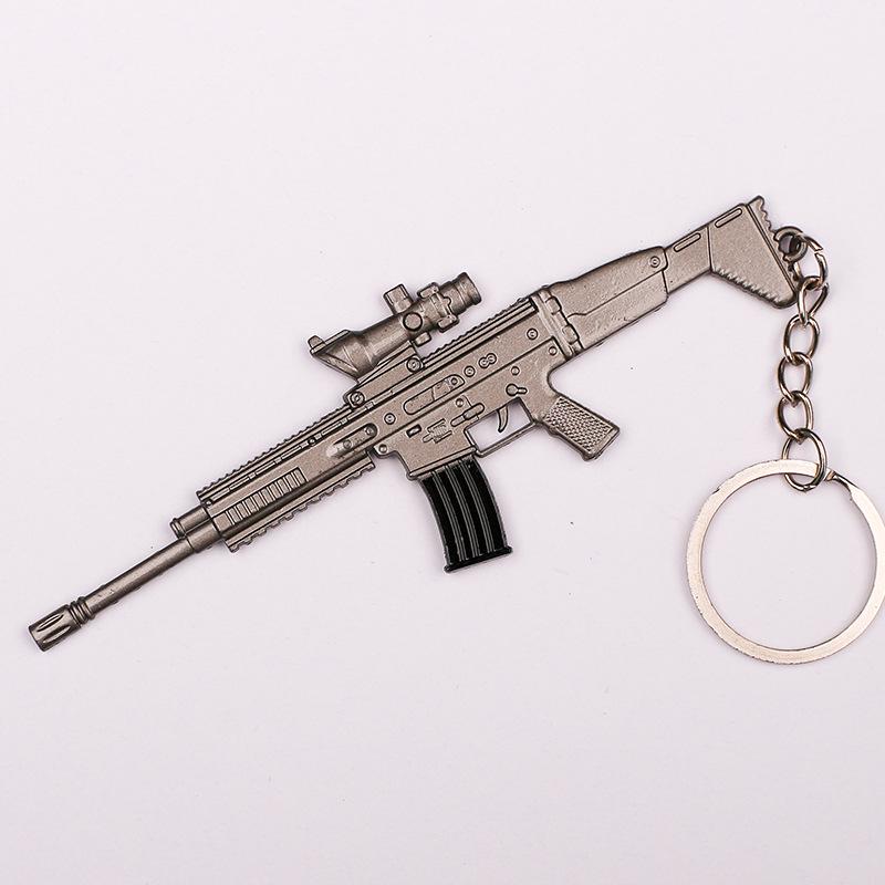 "12см брелок PUBG: Подарок: шлем 3-го уровня, сковорода и модель оружия 98KAWM.