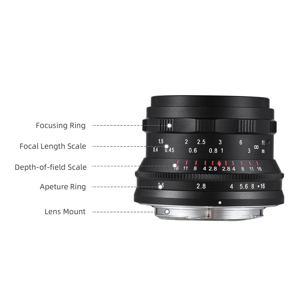 Andoer 35mm Fixed Focus Camera Lens Full Frame Camera Prime Lens F1.4 Large Aperture Manual Focus