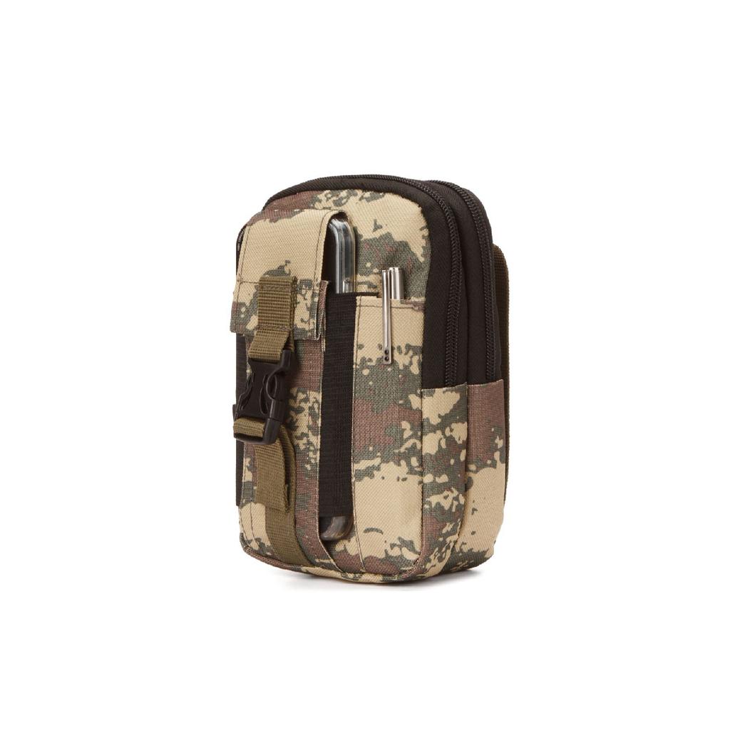 Men's Black Water Resistant Tactical Waist Bag With Belt Strap And Phone Compartment (outdoor, Work) (18x11 Cm)