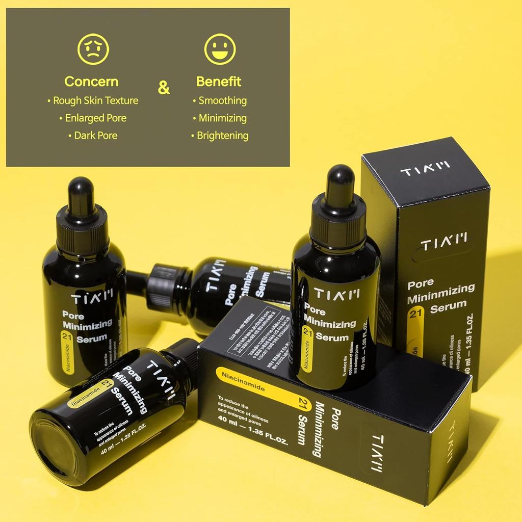 TIAM Pore Minimizing 21 Сыворотка, ниацинамид 20%, цинк 1%, сыворотка для обесцвечивания, сыворотка для сужения пор, 40 мл / 1,35 жидких унций