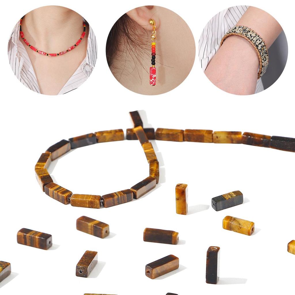 30 шт. Бусины из натурального камня, квадратные бусины-трубочки, агат, тигровый глаз, аметист, разделительные бусины для изготовления украшений, DIY браслет, ожерелье, серьги (40см)