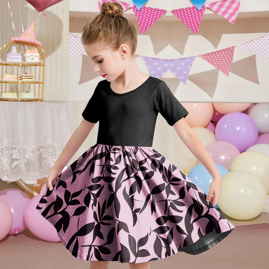 Летнее платье для девочек, платье для малышей, однотонное повседневное платье-футболка с коротким рукавом А-силуэта