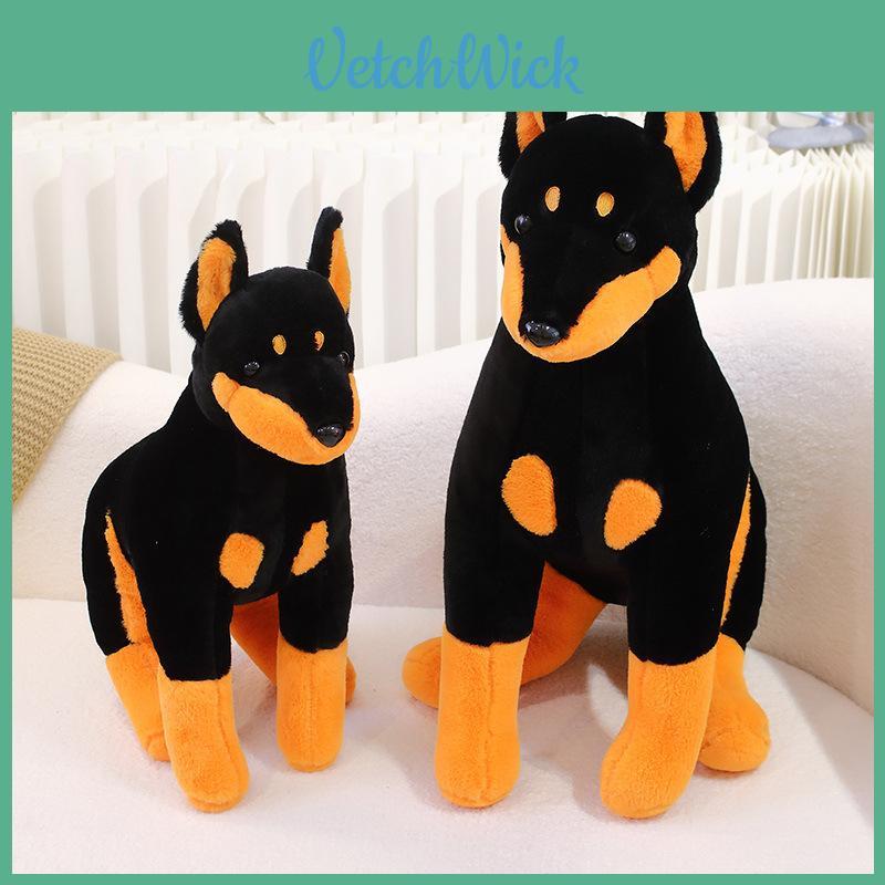 Charming Sitting Doberman Dog Plush Toy Soft And Huggable Gift For Kids