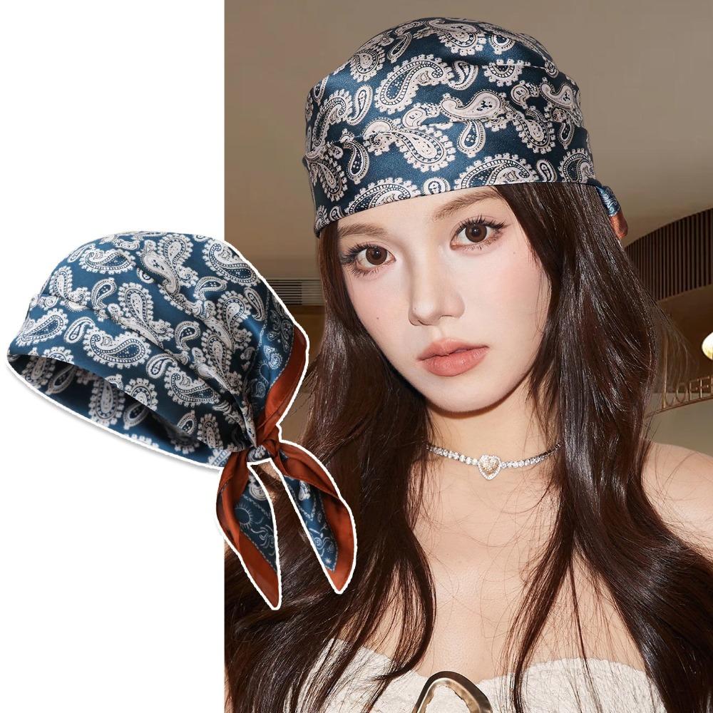 Y2K Small Square Scarf Geometric Shape Leopard Print Silk Scarf Elegant Satin Hijab Beach