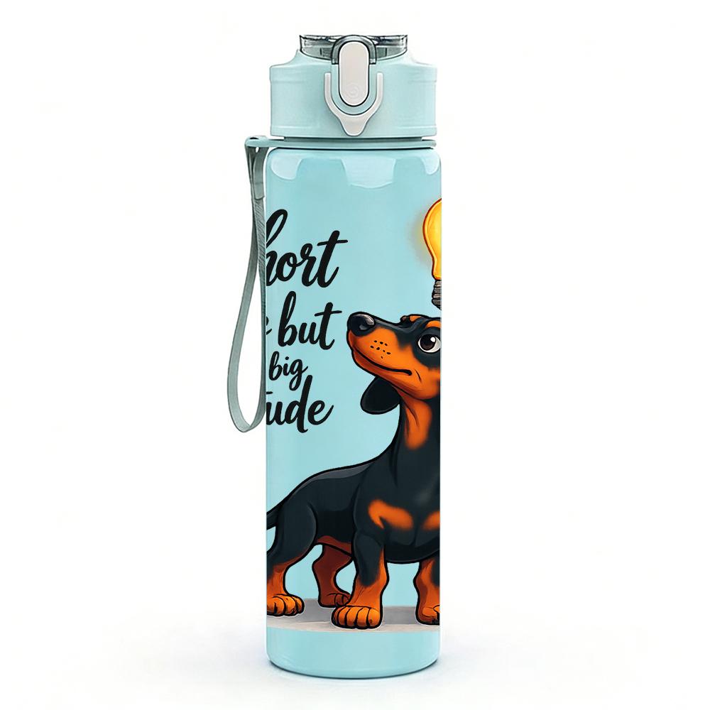 1PC Light Bulb Dachshund Quote Text 750ml Color Plastic Water Bottle Leakproof Flip Straw Lid For Sports Office Home Use
