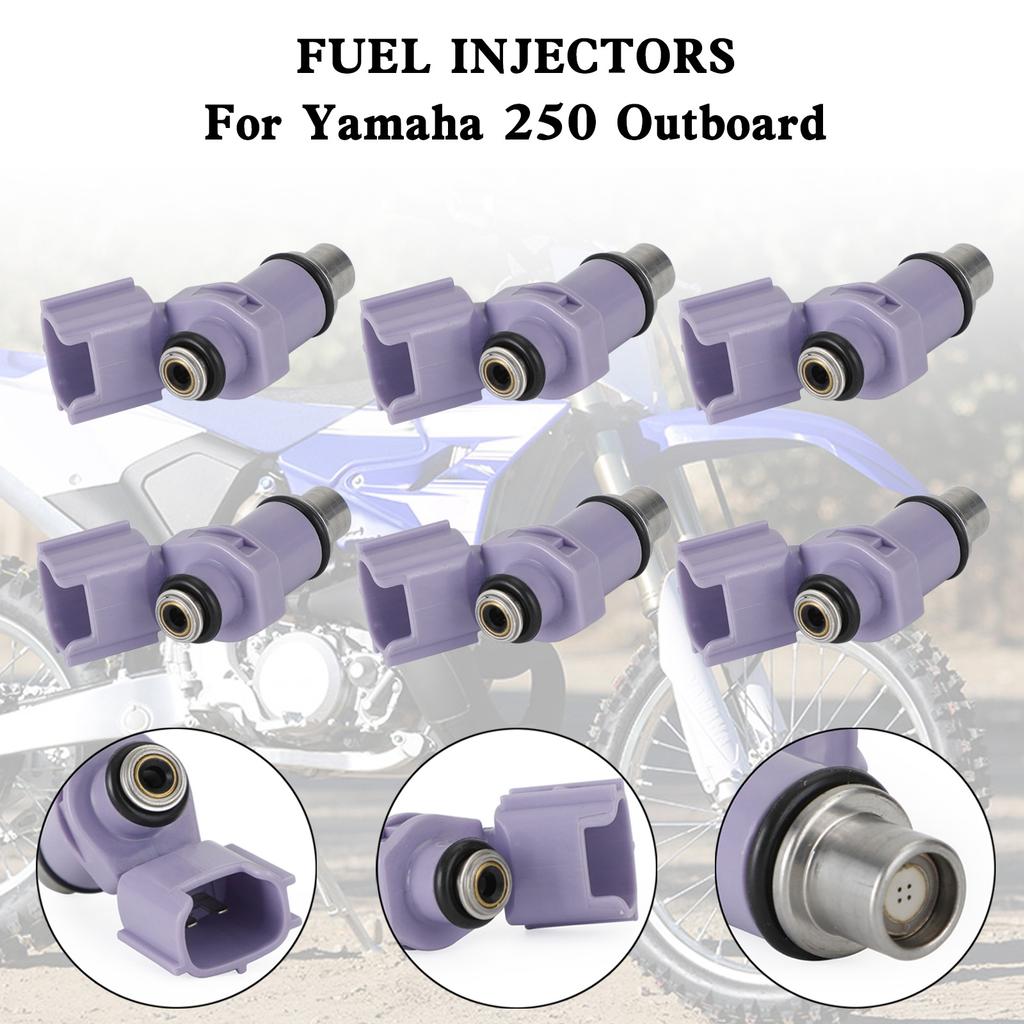 6PCS Fuel Injectors 6P2-13761-10-00 Fit For Yamaha 250 Outboard
