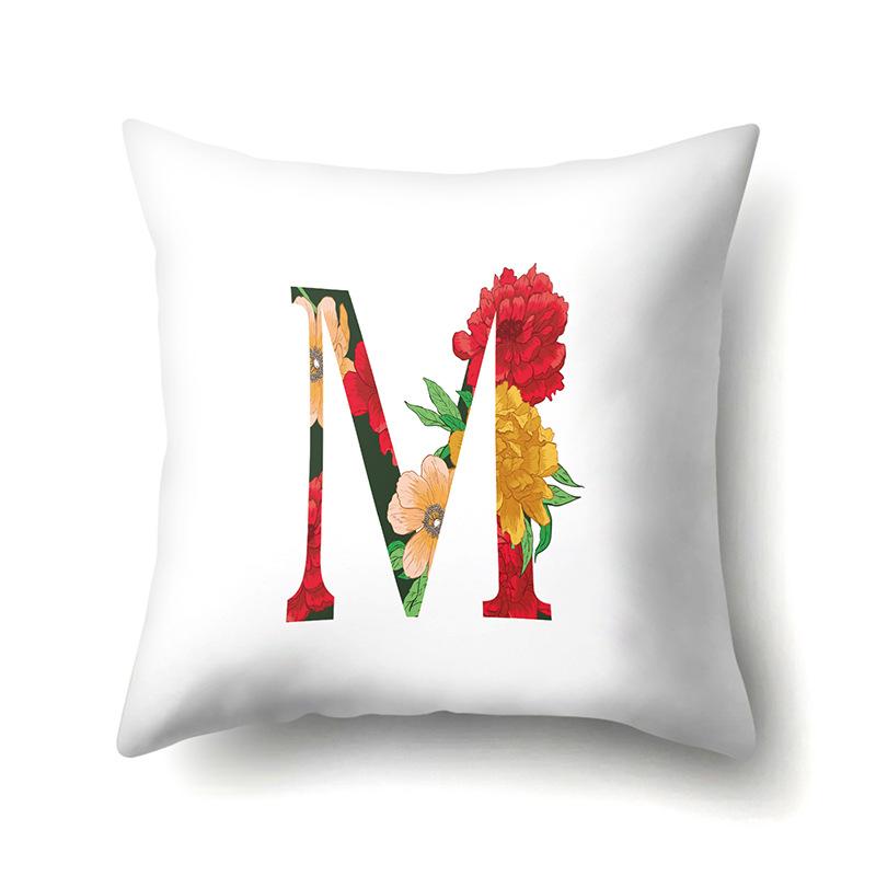 Полиэстеровая наволочка Акварельные цветы Принт для украшения автомобиля 26 английских букв Домашняя наволочка для подушки