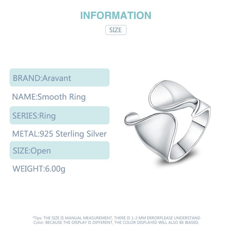 925 Silver Smooth Open Rings For Women Party Jewelry Gifts 2022 New