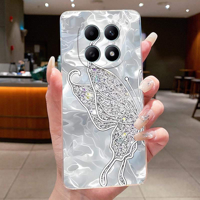 Для Xiaomi Poco M8 Pro Чехол Прозрачный Роскошный Модный Бабочки Цветы Мягкий Силиконовый ТПУ Чехол Для PocoM8 PocoM8Pro 5G Чехол-Оболочка
