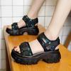 Женские сандалии на толстой подошве с увеличением роста, лето 2025, новая корейская версия, на толстом каблуке, универсальные, на мягкой подошве, спортивные пляжные туфли