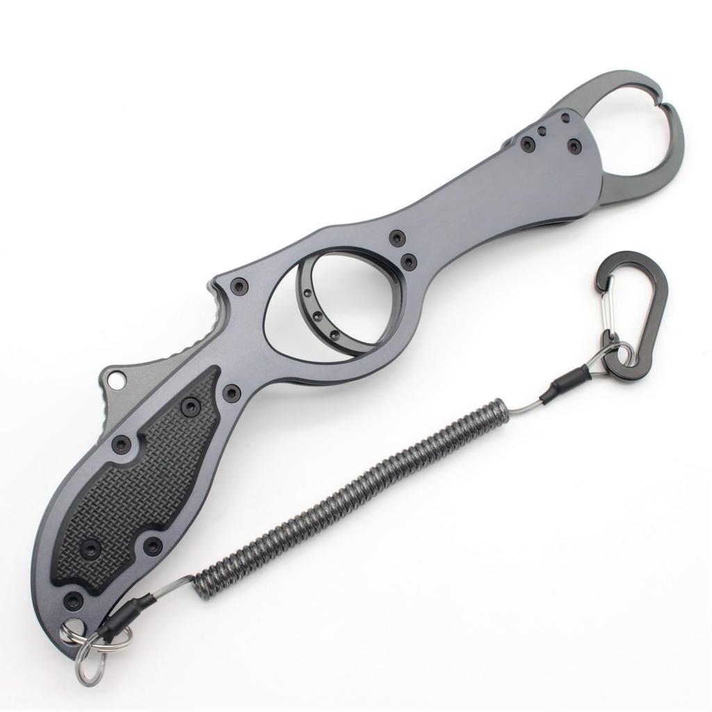 1091 Fish Grip Lightweight Aluminum Fish Grip Long Reach Gun Grip Gray (Iregui) (Stealth (Aluminum Trigger))