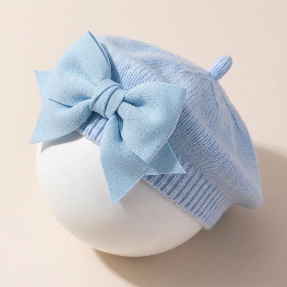 Soft Kids Beanie Cap Knitted Warm Hat New Baby Big Bow Beret Daily