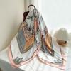 Silk Scarf Women Large Shawls Flower Print Stoles Square Bandana Luxury Kerchief Scarf Female Foulards 130CM