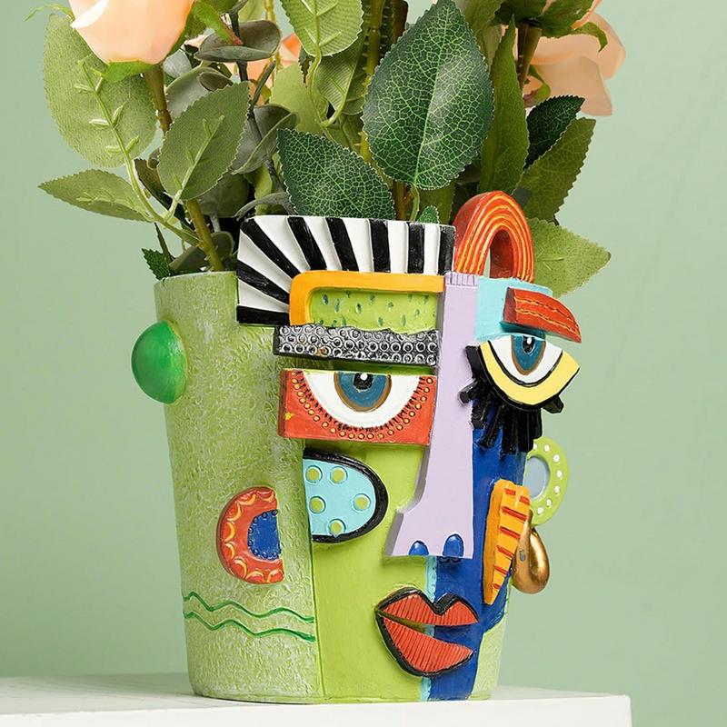 Кашпо для лица Декоративные горшки для растений 15 см Подставка для бонсай Художественная смола Домашнее украшение Контейнер для растений для внутреннего сада Патио