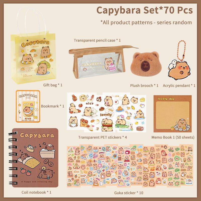 1 комплект канцелярских принадлежностей Kawaii Capybara, мультяшный милый набор канцелярских принадлежностей для сумок, офисные школьные принадлежности, канцелярские принадлежности для студентов, подарки на день рождения