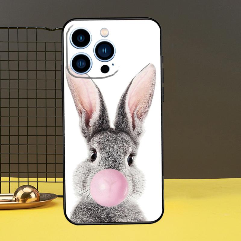 Чехол с милым кроликом для iPhone 15 14 13 12 11 Pro Max X XR XS 7 8 Plus SE 2022 12 13, мини-бампер, чехол
