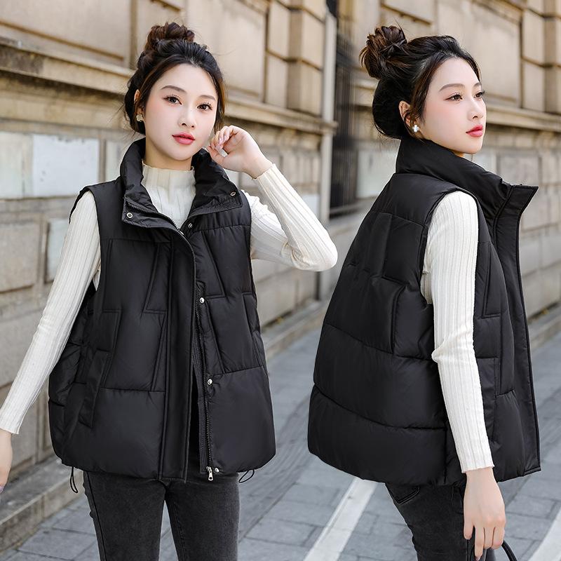 Korean Version Stand-up Collar Small Vest Women's Short Down Cotton Vest Slim and Thin Foreign Cotton Vest Tide