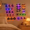 Spider Silhouette Decoration 30Pcs Halloween Wall Decor with LED Light, Glowing Bat Ghost itch Seasonal Accents Decoration, Spooky Light-Up