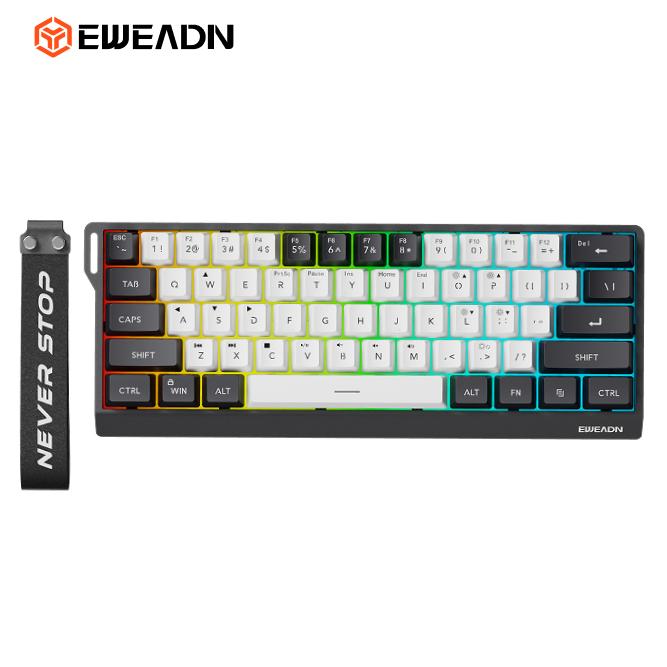 Игровая клавиатура EWEADN 60% Мини Белая 61 Клавиша с Прочным Отсоединяемым Кабелем Type-C и Синими Переключателями 60-Процентный Механический Дизайн