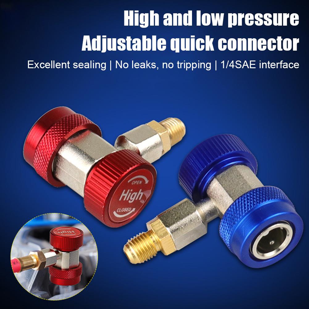 1Pc Adjustable Quick Connector R134a For Automotive Air Conditioning Liquid A/C High And Low Pressure Refrigerant Conversion