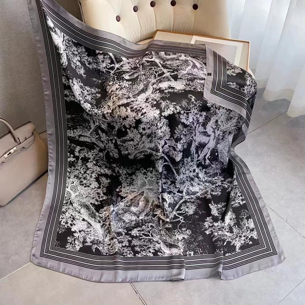 110cm Large Sqaure Scarf Printed Imitation Silk Scarf Women's Hadscarf