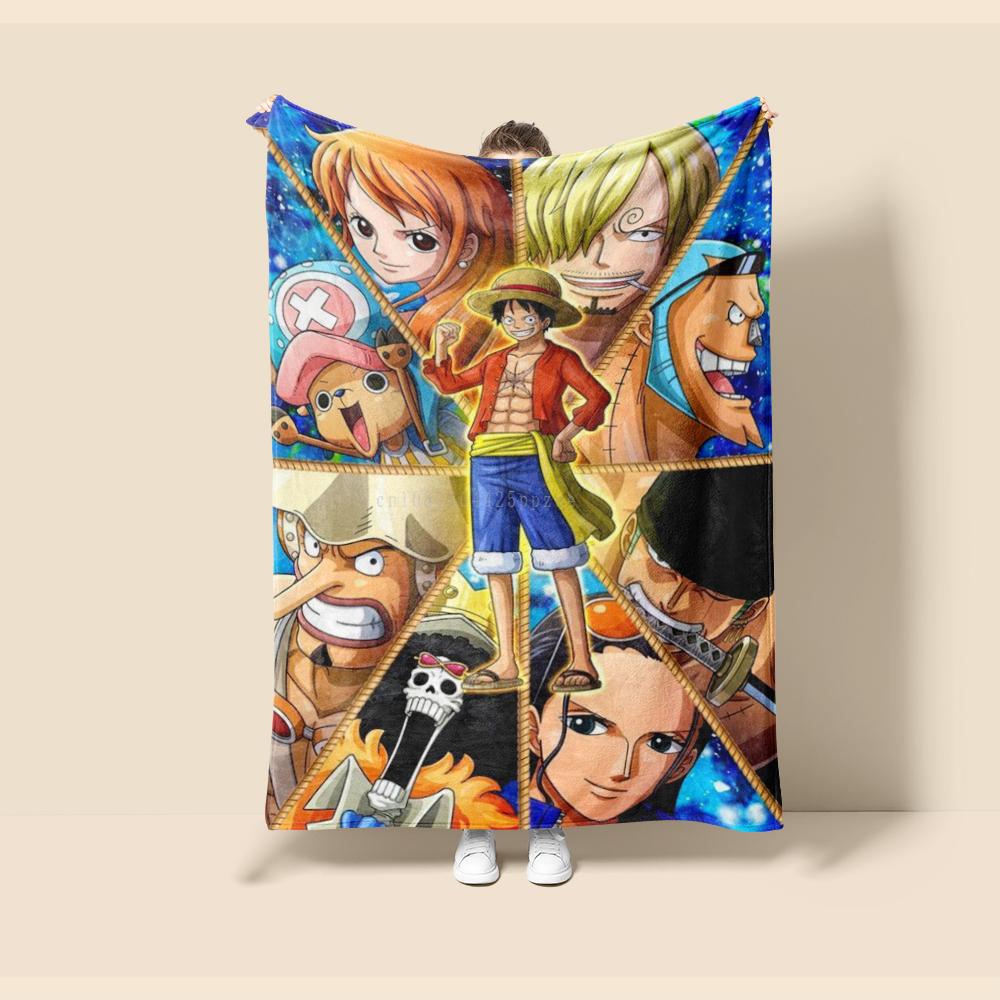 Тонкое фланелевое одеяло. Плед с аниме One Piece на четыре сезона. Для дивана, кровати, гостиных, путешествий, пикника, офиса, детских подарков