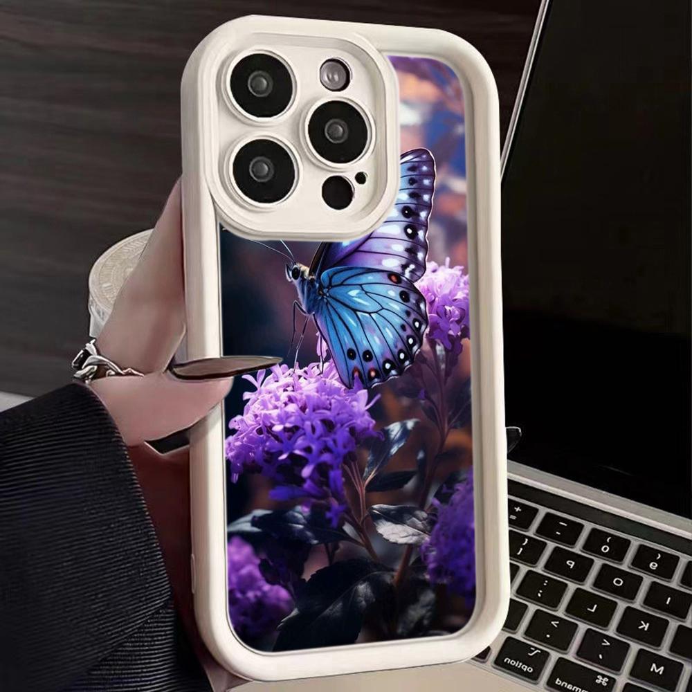 Мягкий чехол из ТПУ с ангельскими глазками для Samsung A05 A04 A10 A30 A13 A23 A53 A14 A24 A34 A54 A15 A25 A35 A55 S20 S23 FE S24 Ultra Ae64 с изображением бабочки и цветка