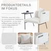 Modern single armchair with comfortable fabric backrest and two storage compartments, complemented by a practical side table.