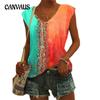 Women's Summer Gradient Coloured Vest T-shirt Tops