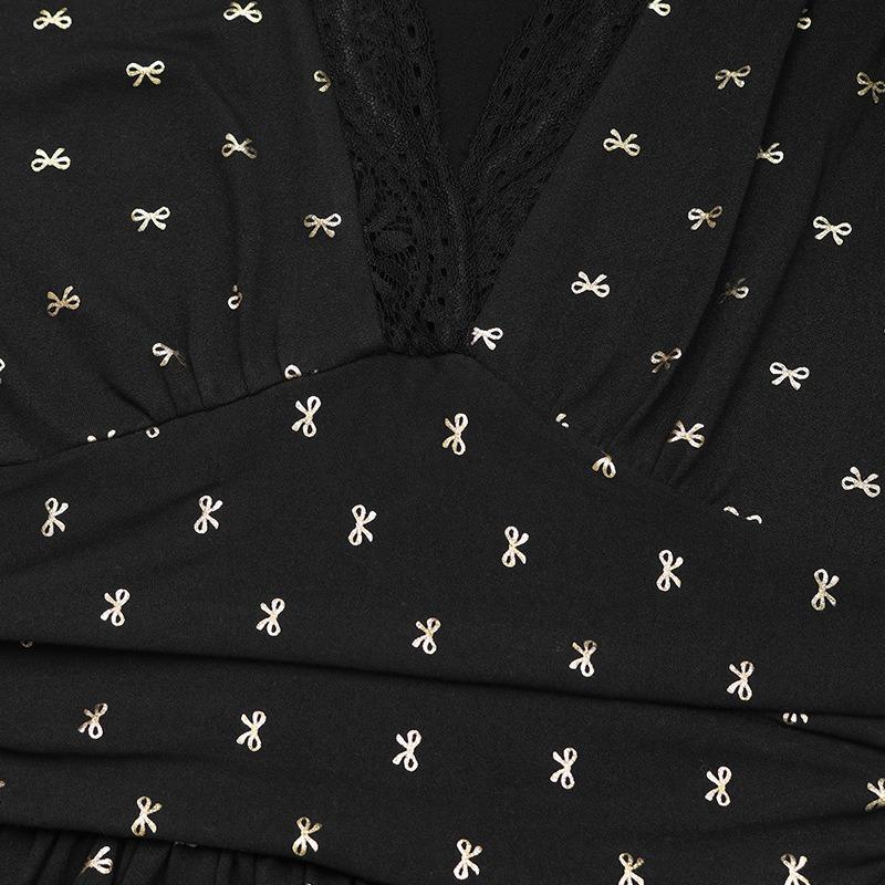 YYFS Женская мода весна осень длинные рукава V-образный вырез высокая талия повседневные платья