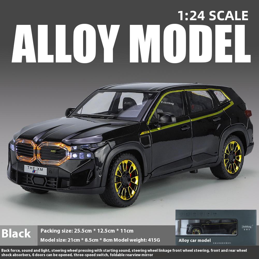 1/24 BMW THE XM Alloy Car Model Toy Metal Die Cast Off-Road Vehicle Sound Light Pullback Function SUV Car Boy Gift