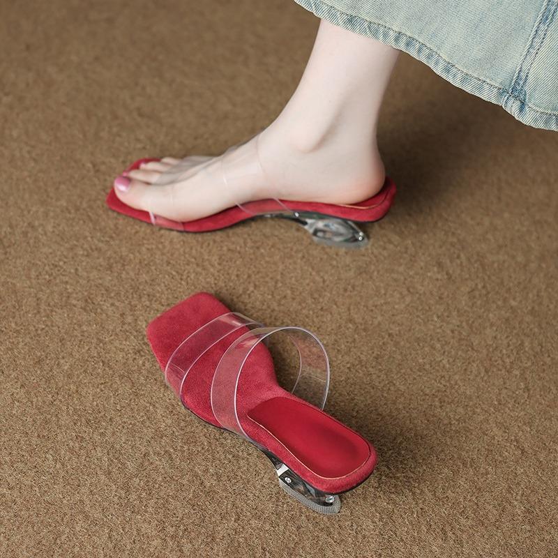 Fashion Summer Chunky Transparent Crystal High-heeled Sandals Women's New Summer Wear Comfortable Soft Soles On The Sense of Sandals