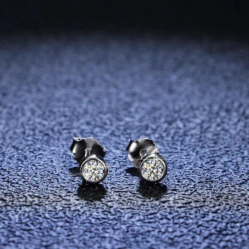 Real Moissanite Diamond Stud Earrings D Color 0.1ct S925 Sterling Silver Round Earrings Wedding Fine Jewelry for Women