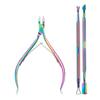 3Pcs Stainless Steel Nail Cutter Scissor Nippers, Cuticle Pusher Remover, Nail Care Manicure Kit