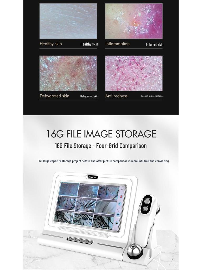 Трехспектральный HD детектор кожи головы и кожи с двумя объективами и сравнением в четырех сетках для парикмахерских