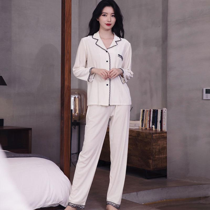 Новый стиль, золотая бархатная пижама для осенне-зимнего женского костюма из двух частей с длинными рукавами