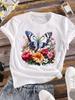 (Asian Size) Women Sweet Butterfly Trend Tee Top Clothing Ladies Casual Short Sleeve T Shirt Fashion Print Lady Female Graphic T-shirts