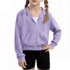 Children's Fashion Solid Color Long Sleeved Hooded Sweatshirt, Girls' Hoodie Jacket
