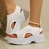 2025 New Women Sandals Summer Fish-mouth Knitted Shoes Women High Heel Flying Weave Slope Heel Thick Sole Sports Women Sandals