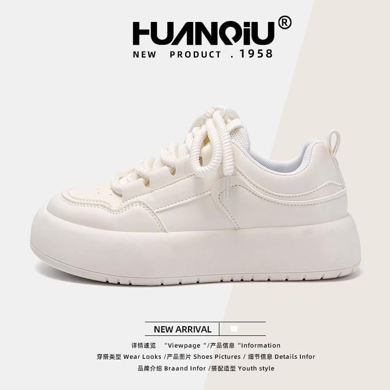 Туфли женские на толстой бархатной подошве 2025 года, теплые женские туфли для студентов, модные универсальные белые туфли ZHQ3510-2