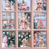 30 × 20cm 9pcs Pink Santa Snowflake Deer Stickers Glass Window Stickers Christmas Home Decoration Stickers Festival Wallpaper