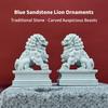 Синий песчаник, украшения в виде львов, традиционный камень - резные благоприятные звери, чайный питомец разных размеров, декор для рабочего стола