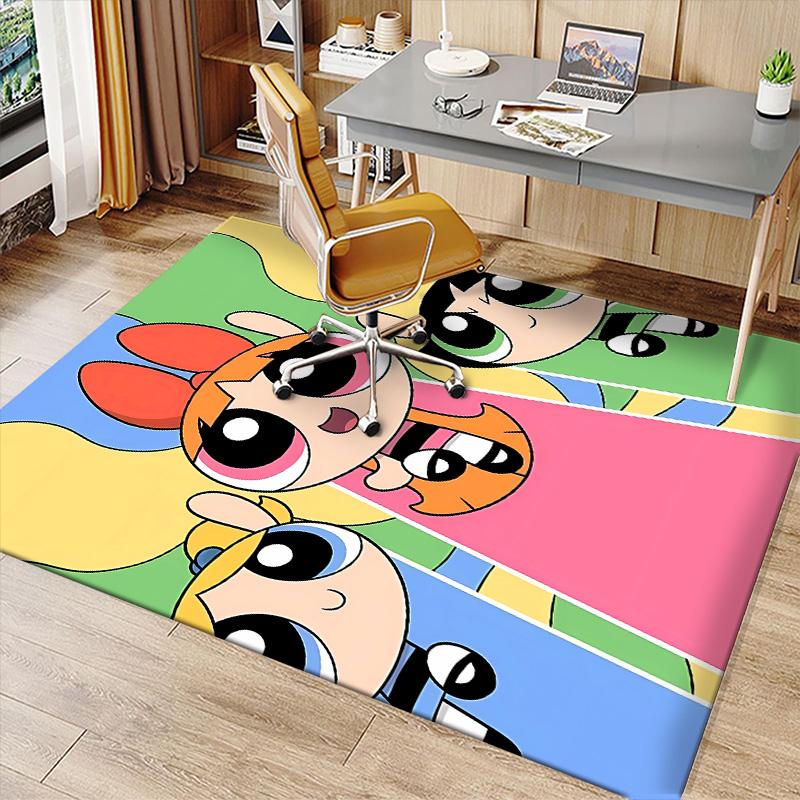 The Powerpuff Girls2 Printed Absorbent Washable Carpet, Non-Slip Bathroom Mats, Kitchen Rugs, Yoga Mat,Living Room Entrance, Camping Picnic Rugs