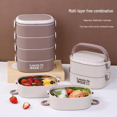 Ланч-бокс бенто из нержавеющей стали с термоизоляцией для офиса и студентов, портативный контейнер для еды, можно использовать в микроволновой печи.